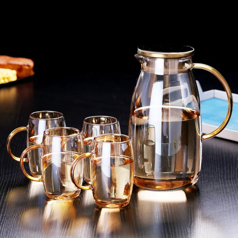 Bouteille carafe verre borosilicate motif fleurs style moderne - vue 4 sur 6