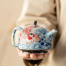 theiere chinoise en porcelaine decor traditionnel avec infuseur