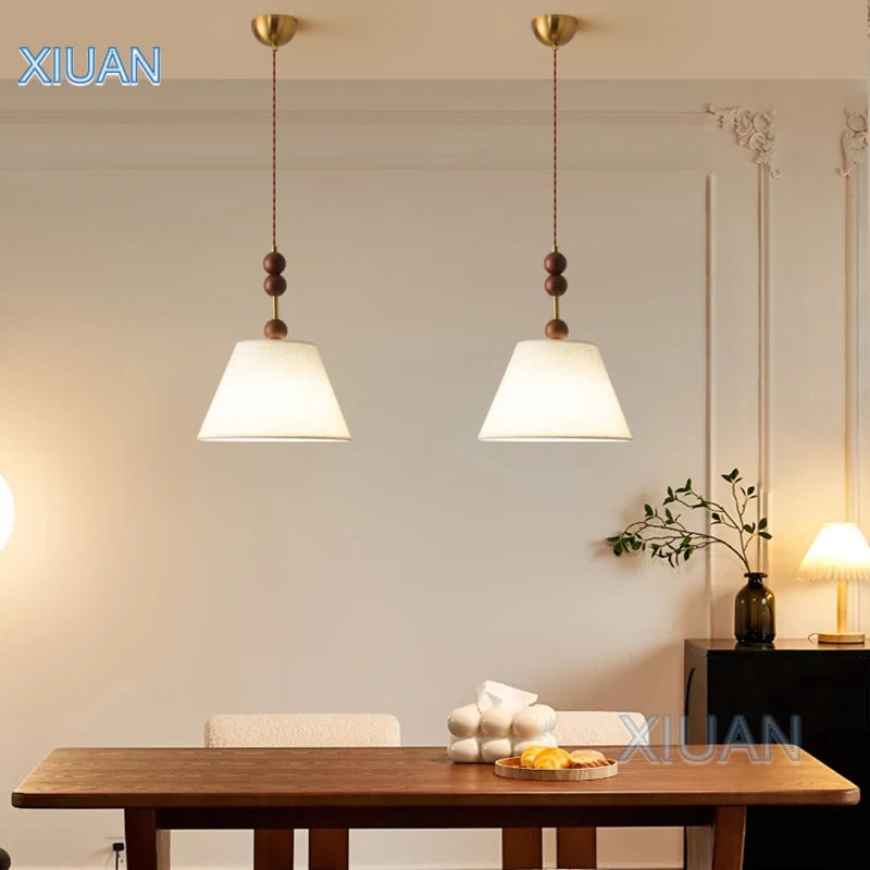 lustre suspendu rétro wabi-sabi en lin pour décoration médiévale