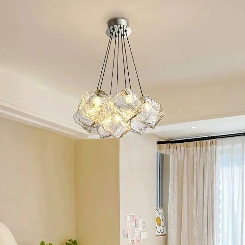 Lava Ice Cube Walnut Glass Bedside Chandelier, Lava Glass Table Lamp for Hallway Entry Bedroom Living Room Lighting  Home Light - vue 6 sur 17