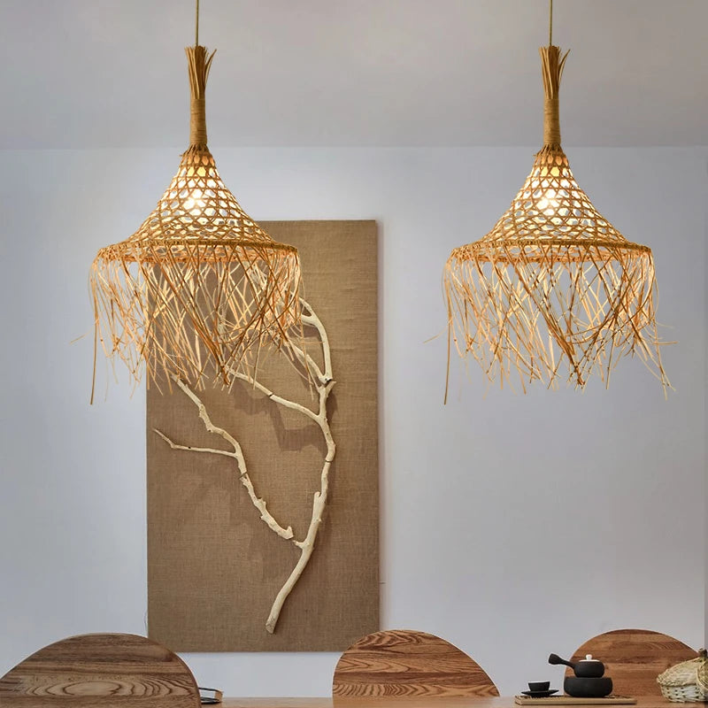 lustre tissé main nordique japonais suspendues - vue 4 sur 7