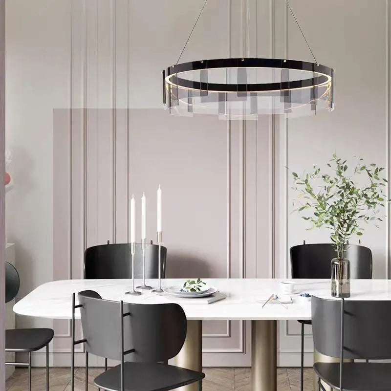 lustre moderne en verre à led pour décoration intérieure - vue 5 sur 9