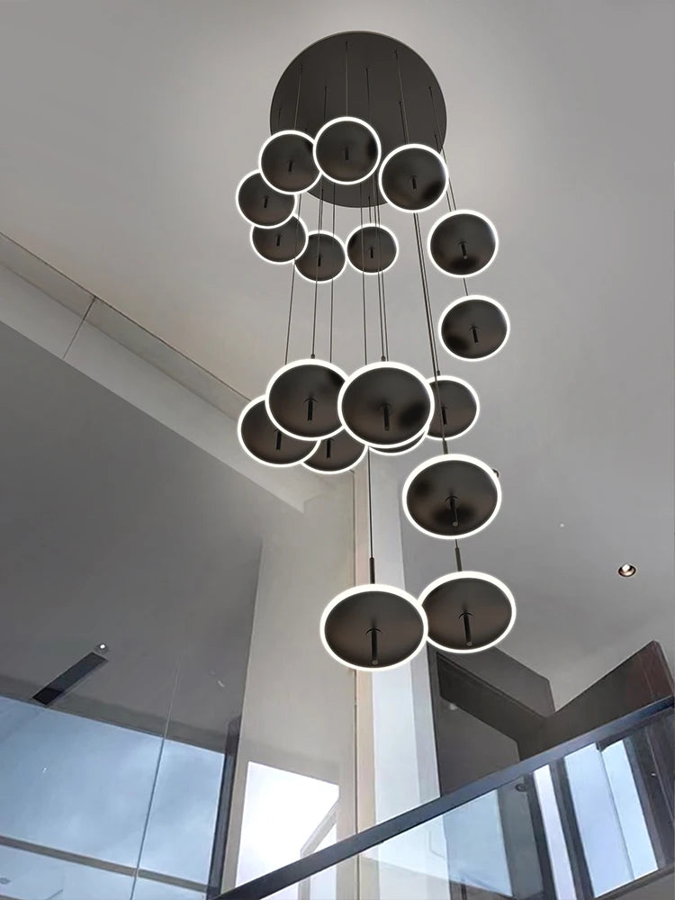 lustre nordique suspendu créatif en acrylique doré à led - vue 6 sur 15