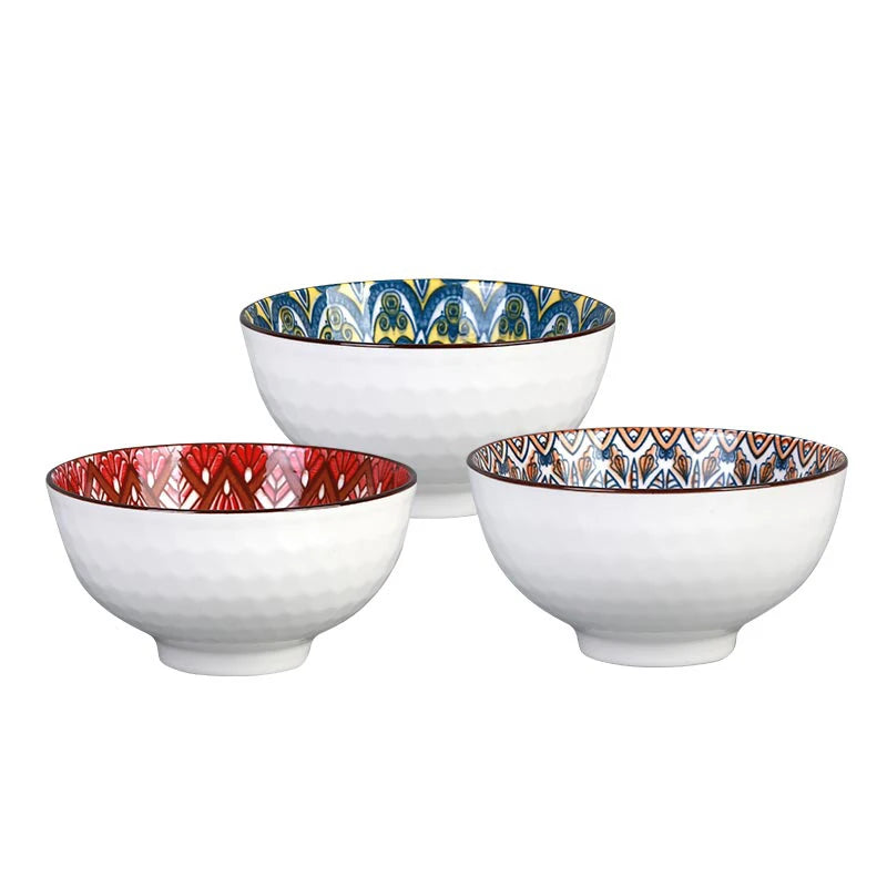 Ensemble bols ceramique motif floral boheme 115mm