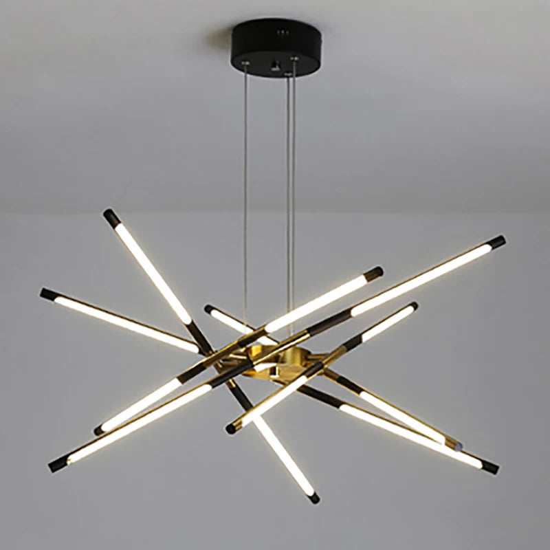 Lustre Nordique LED Lampe pour La Maison Salon Salle À Manger Cuisine Chambre Moderne Noir Or Loft Villa Luminaire Suspendu - vue 5 sur 10