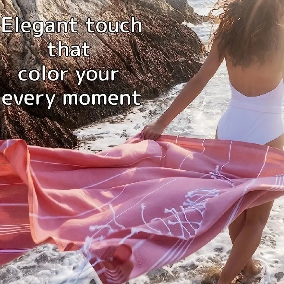 Serviette de plage turque rayures sechage rapide legere - vue 6 sur 7