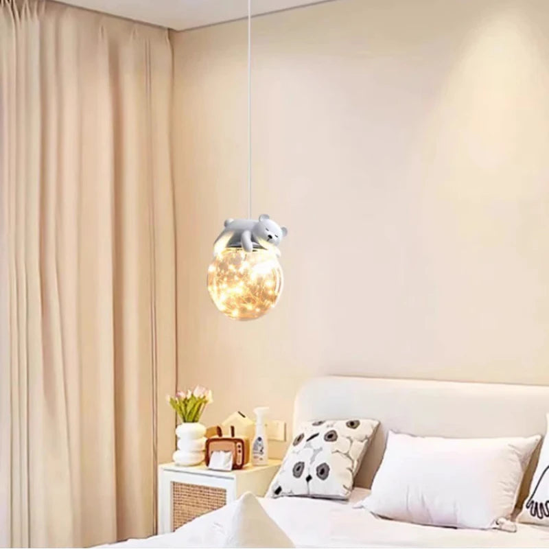 lustre moderne mignon en forme d'ours et lapin pour enfants - vue 4 sur 8