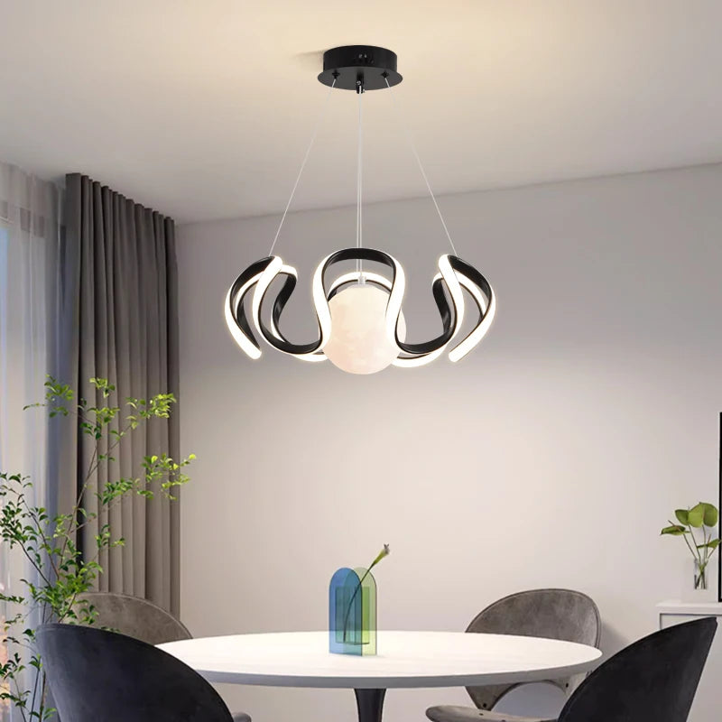 lampes suspendues nordiques style loft avec ampoules lune led