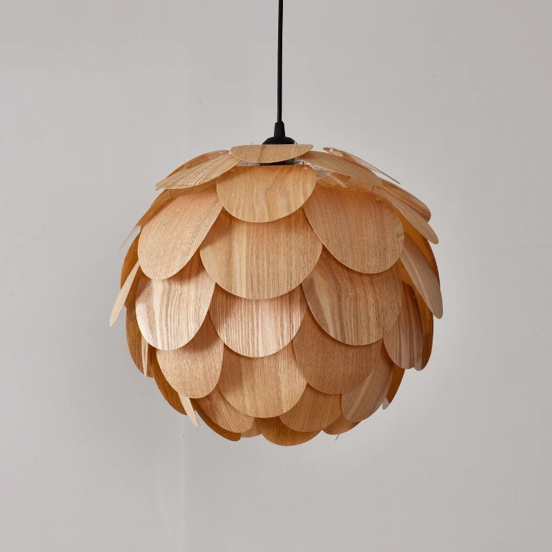 lustre créatif en bambou forme fruits de pin éclairage nordique led - vue 2 sur 10
