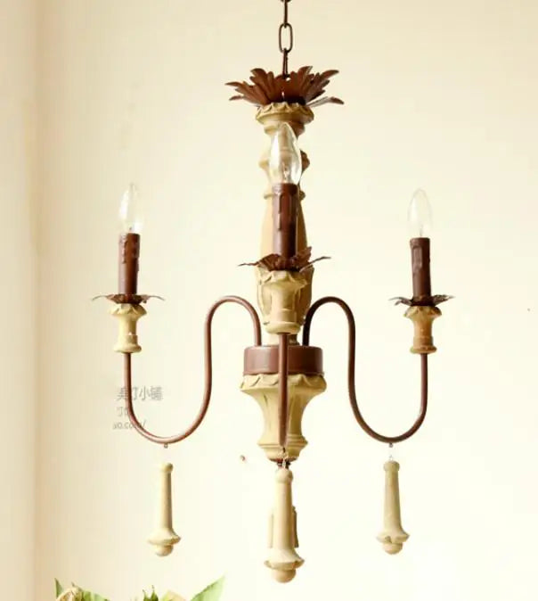 lustre industriel en résine antique avec bougeoirs à led - vue 10 sur 10