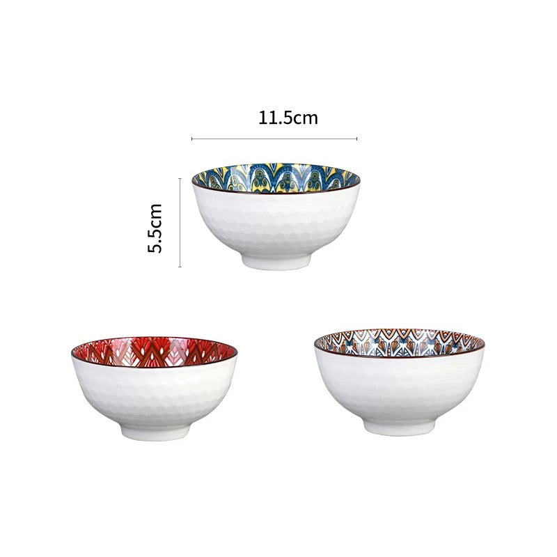 Ensemble bols ceramique motif floral boheme cuisine - vue 7 sur 7