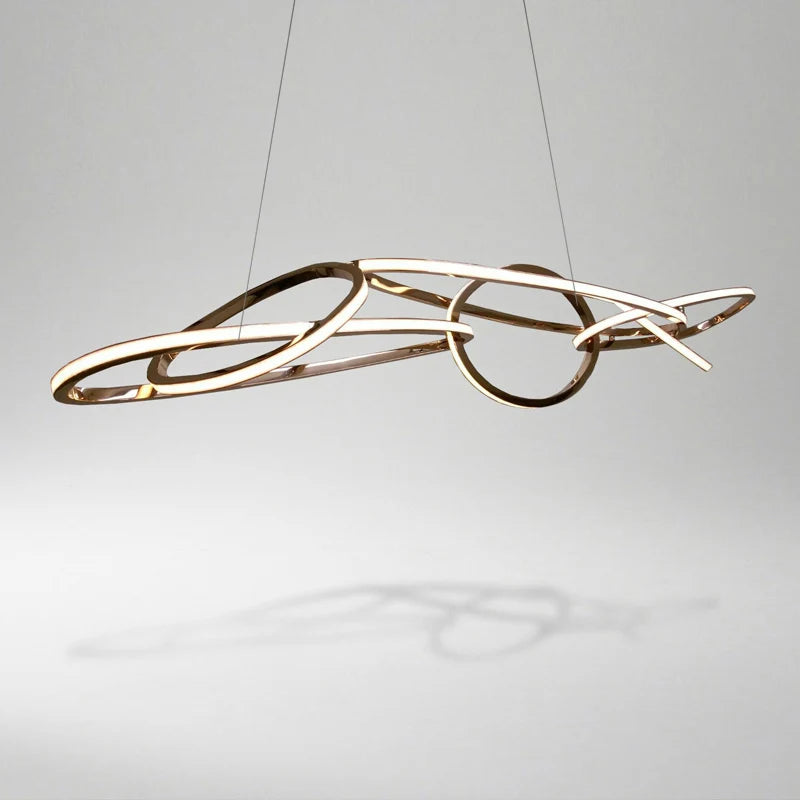 lustre nordique en anneau en acier inoxydable luxe post-moderne - vue 3 sur 5