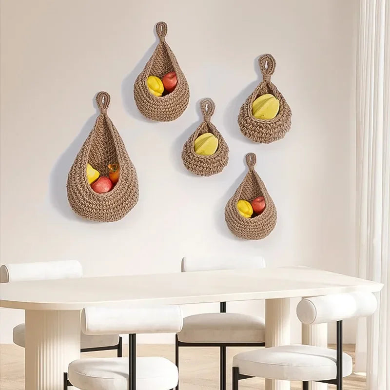 panier mural tissé à la main pour fruits et légumes décoratif - vue 4 sur 12