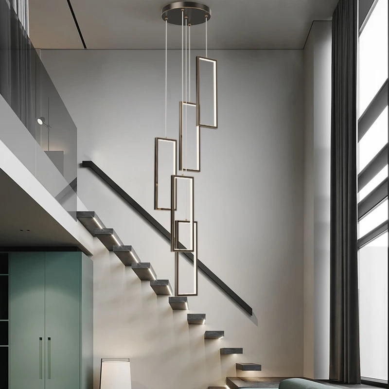 lustre moderne en cuivre avec éclairage LED design élégant - vue 2 sur 24