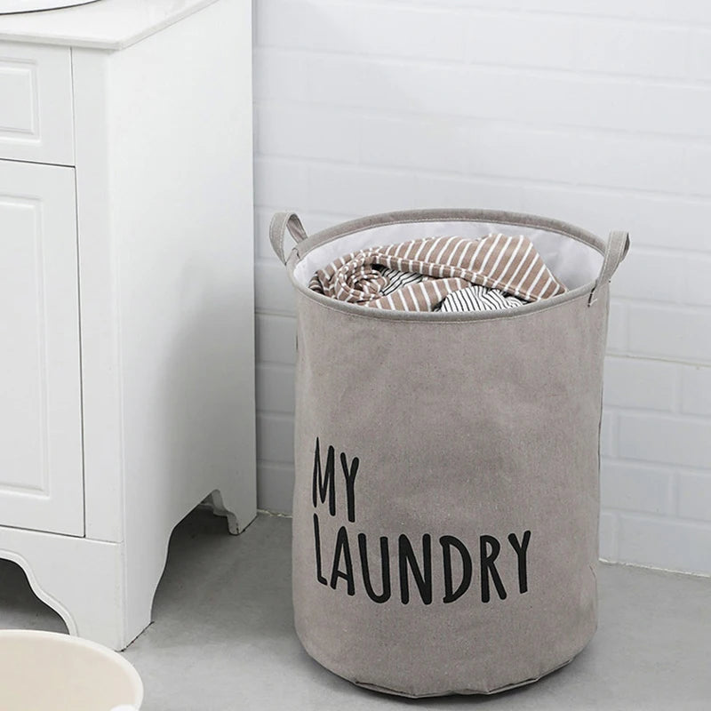 panier à linge pliable en lin et coton imperméable grande capacité - vue 3 sur 8
