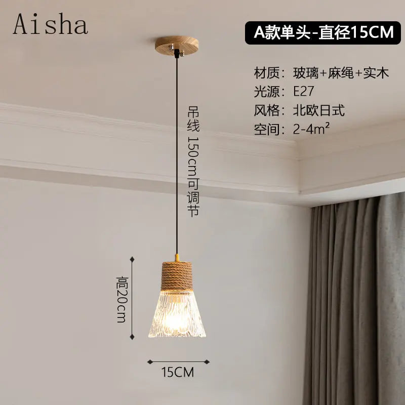 lustre nordique japonais trois têtes style bûche pour intérieur créatif - vue 6 sur 13