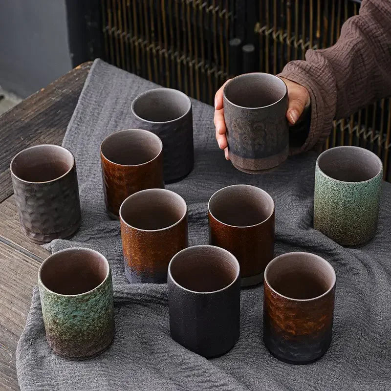 Mug vintage en ceramique chinoise style rustique artisanal