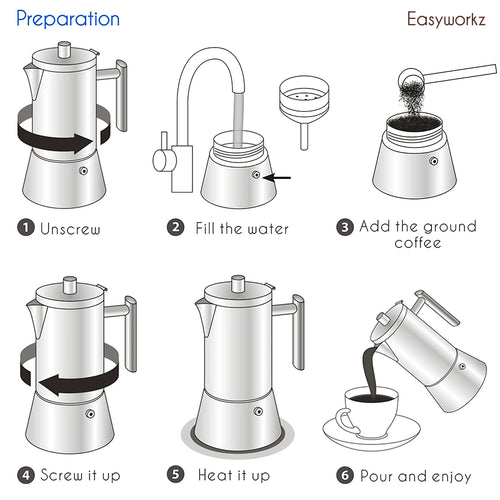 Cafetière italienne easyworkz diego inox induction compacte
