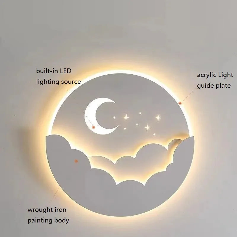 applique led créative nuage étoiles lune pour chambre d'enfants