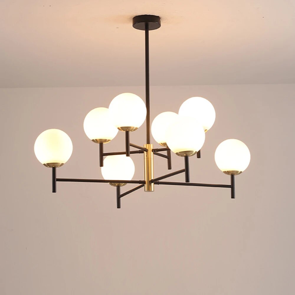 Lustre noir moderne éclairage LED décoration maison suspension - vue 6 sur 13