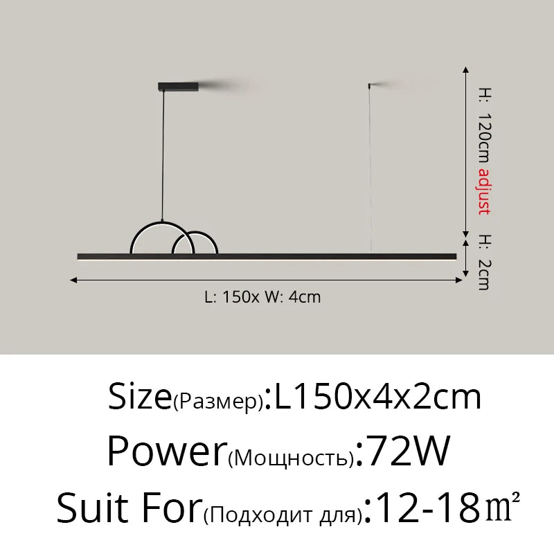 lustre à led nordique design pour éclairage intérieur moderne - vue 15 sur 18