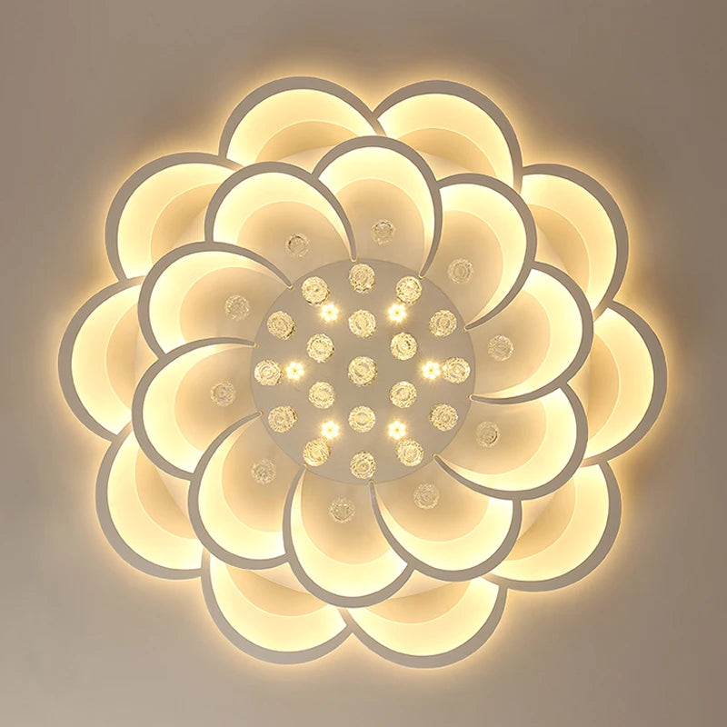 plafonnier led moderne en cristal gradation circulaire - vue 6 sur 6