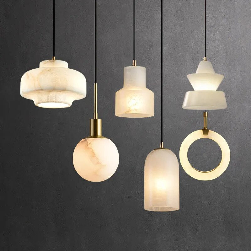 Lampe suspension marbre LED minimaliste - vue 2 sur 21
