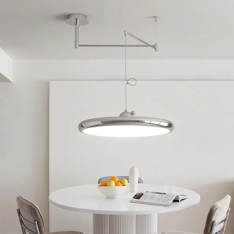 Suspension pliantes rétractables nordiques laiteux jaune argent suspension Restaurant Table à manger bureau lustre lampe 220V