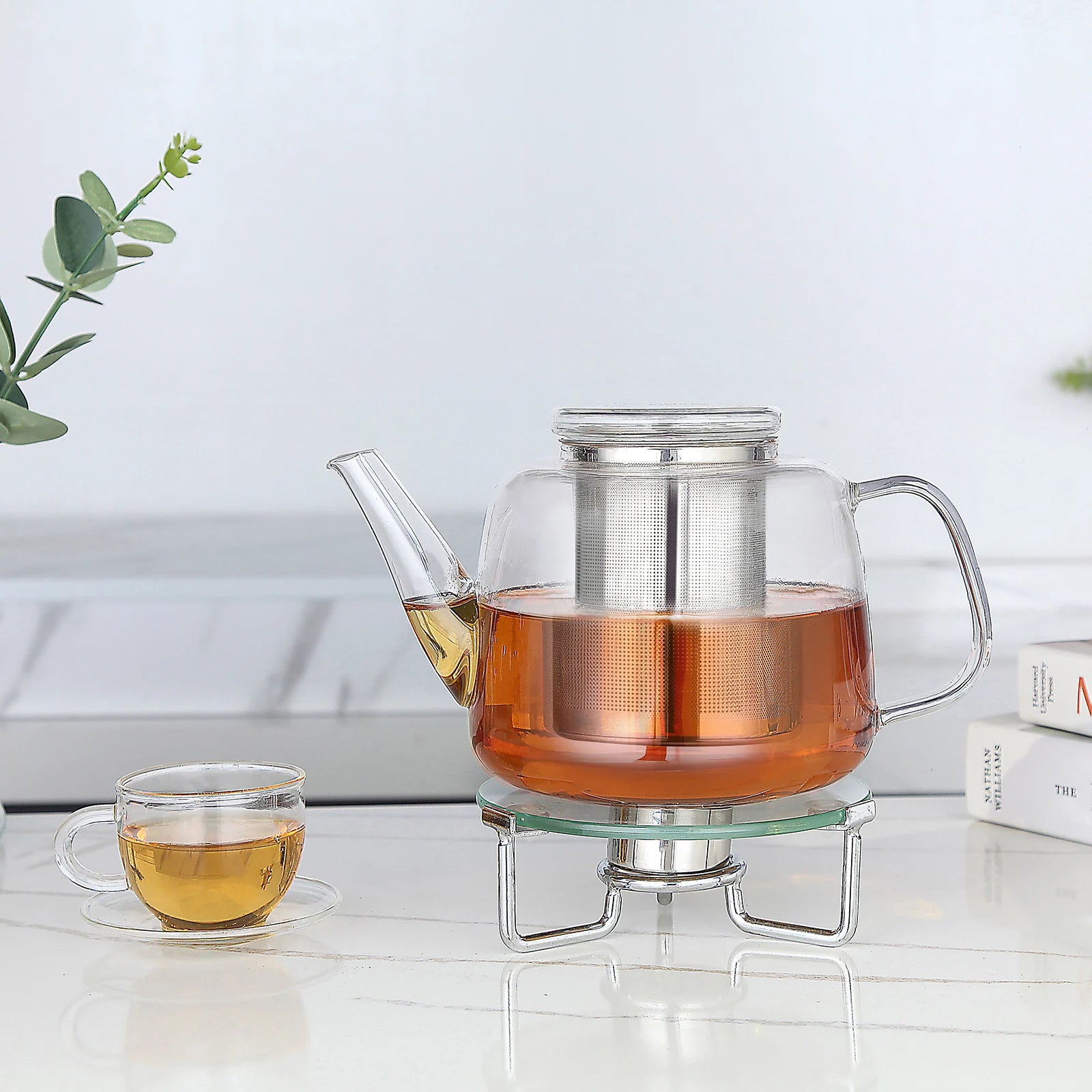 Théière verre borosilicate 15l infuseur inox amovible - vue 4 sur 6