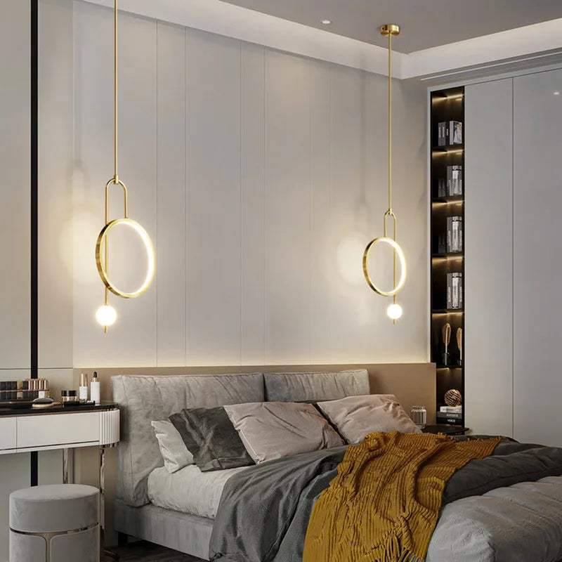SANDYHA Moderne suspension Plafonnier anneau rond verre décoration de la maison accessoires chambre salle à manger Lustre intérieur