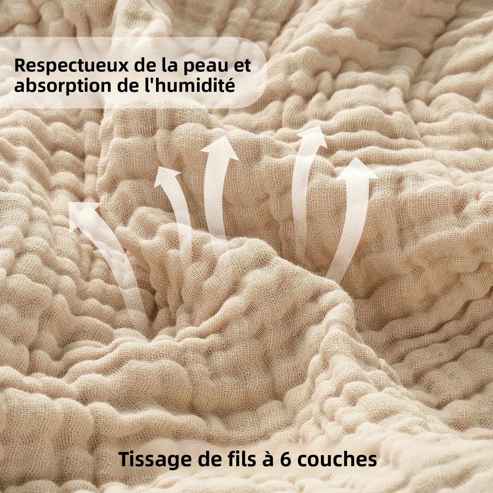 plaid mousseline coton leger style boheme salon chambre - vue 6 sur 7