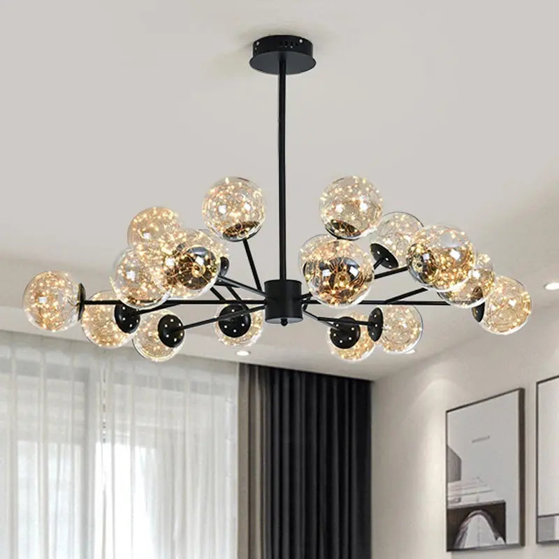 lustre moderne en forme d'étoile avec abat-jour en verre décoratif - vue 2 sur 24