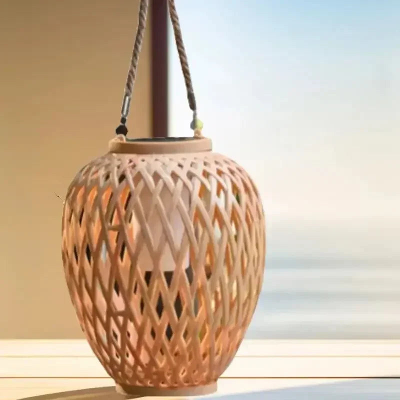 lampe extérieure solaire imitation bambou pour jardin décoratif - vue 6 sur 8