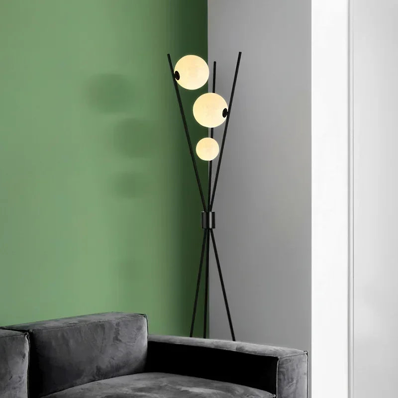 lampadaire led moderne boule de verre trépied lampe décorative - vue 6 sur 10