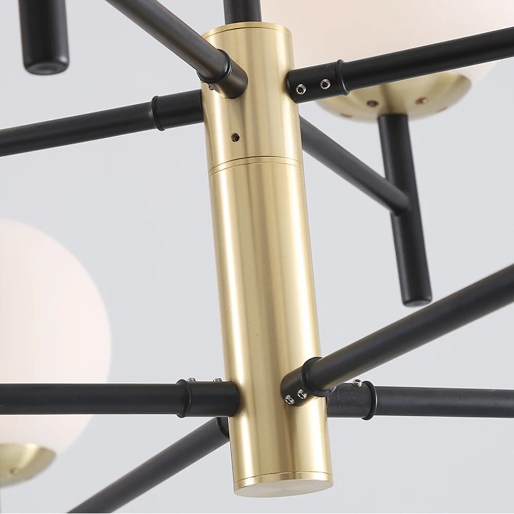 Lustre noir moderne éclairage LED décoration maison suspension - vue 7 sur 13
