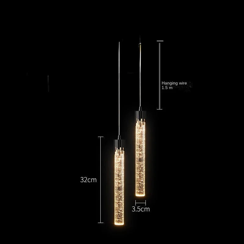 Luminaires suspendus modernes barre de LED en cristal lampes de chevet suspendues salon chambre éclairage intérieur créatif décor à la maison barre - vue 3 sur 8