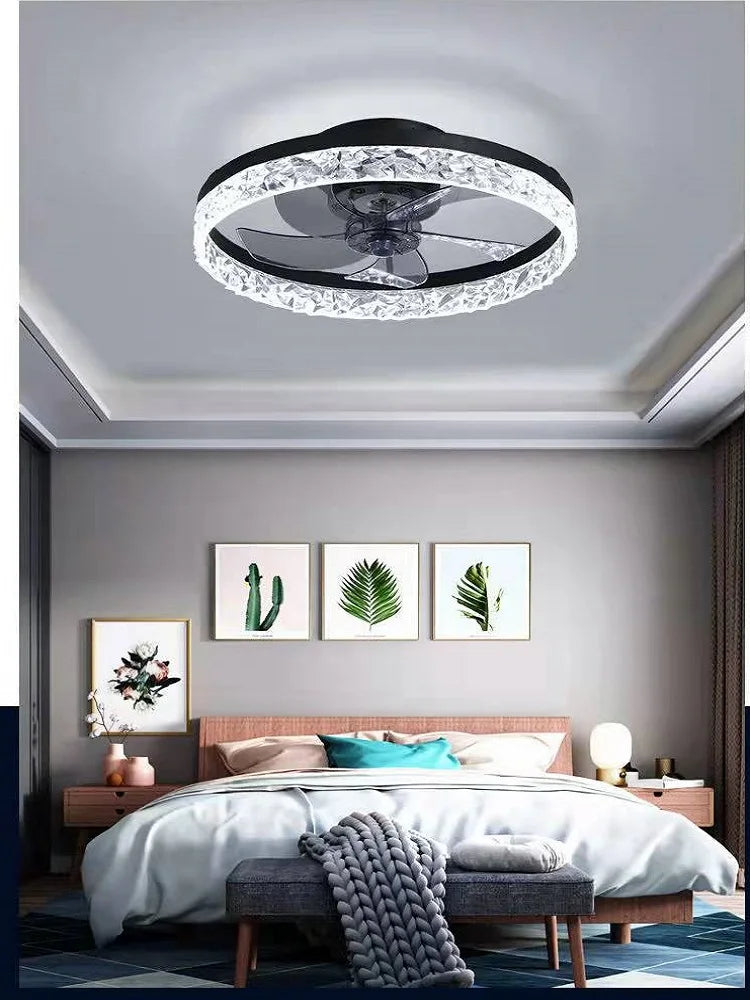 ventilateur de plafond lumineux silencieux avec télécommande décoratif - vue 4 sur 10