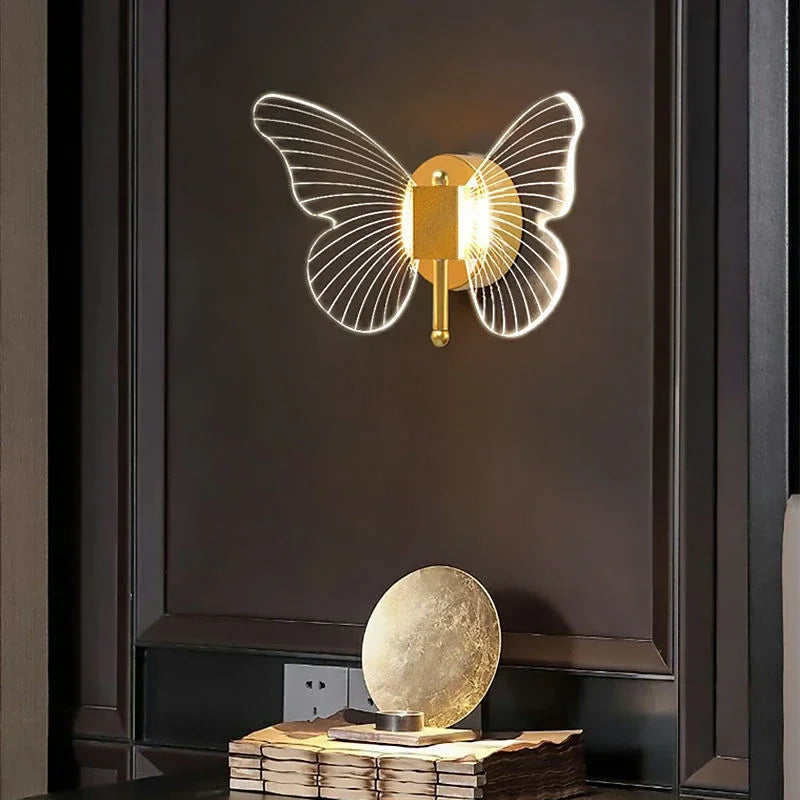 applique murale led moderne en forme de papillon décoratif intérieur - vue 6 sur 11