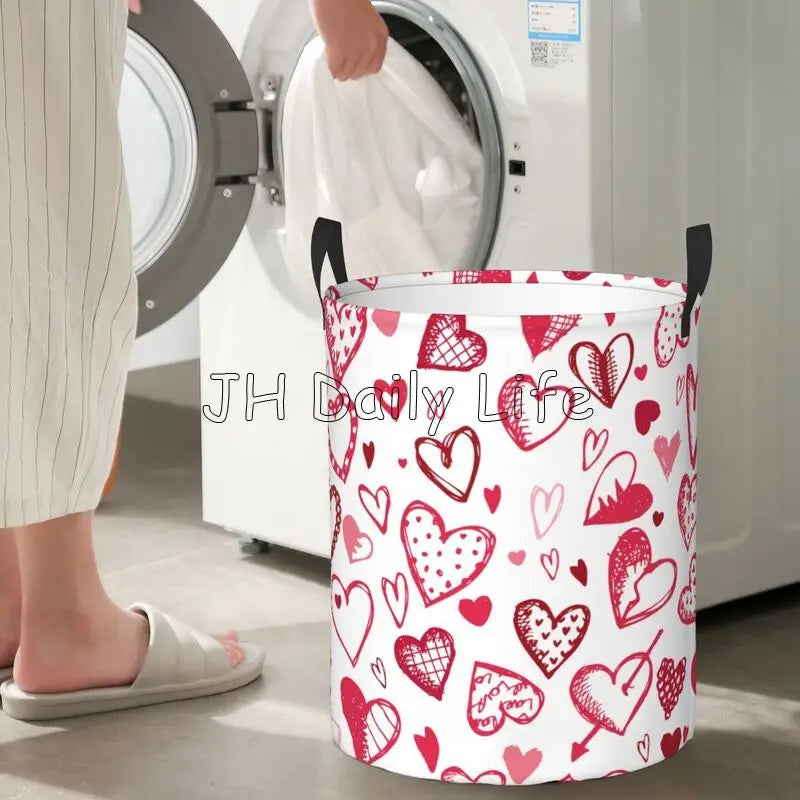panier à linge pliable coeurs d'amour pour le rangement - vue 10 sur 12
