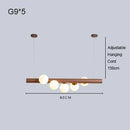 lustre en bois de noyer et verre design moderne pour intérieur élégant