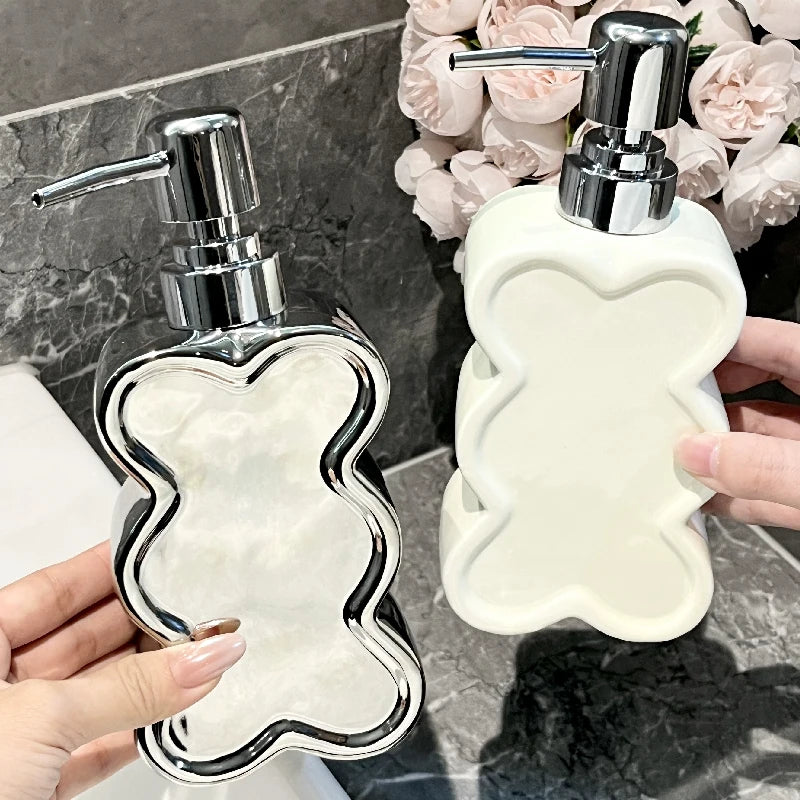 bouteille en céramique créative en forme de fleur pour gel et savon - vue 3 sur 10