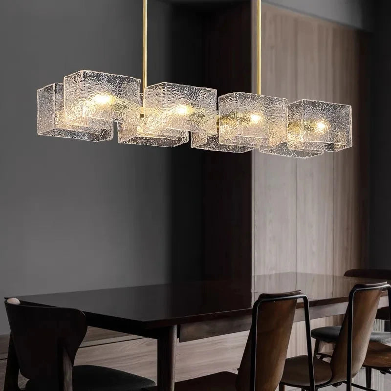 lustre led moderne ondulations d'eau en verre de luxe - vue 6 sur 17