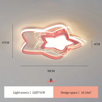 plafonnier led étoile rose moderne pour chambre d'enfant