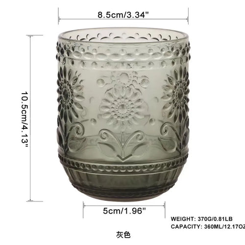 verre vintage sans pied relief pour boissons chaudes