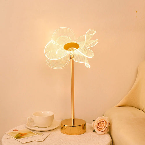 Lampe de table rétro or acrylique papillon LED lampe de bureau hôtel villa art décor LED lampe de table salon chevet LED veilleuses