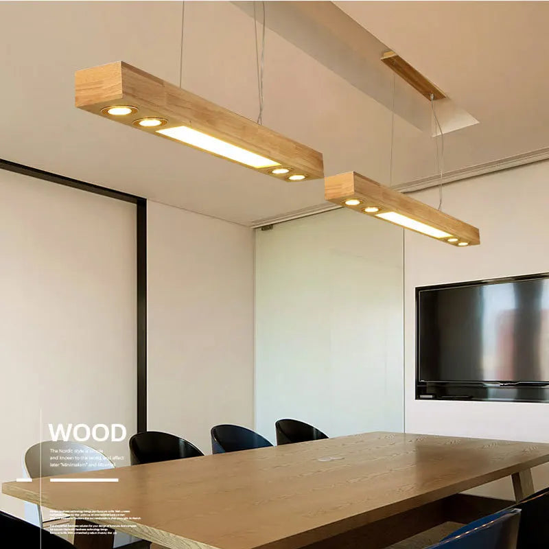lampe suspendue led en bois au design moderne pour décoration intérieure