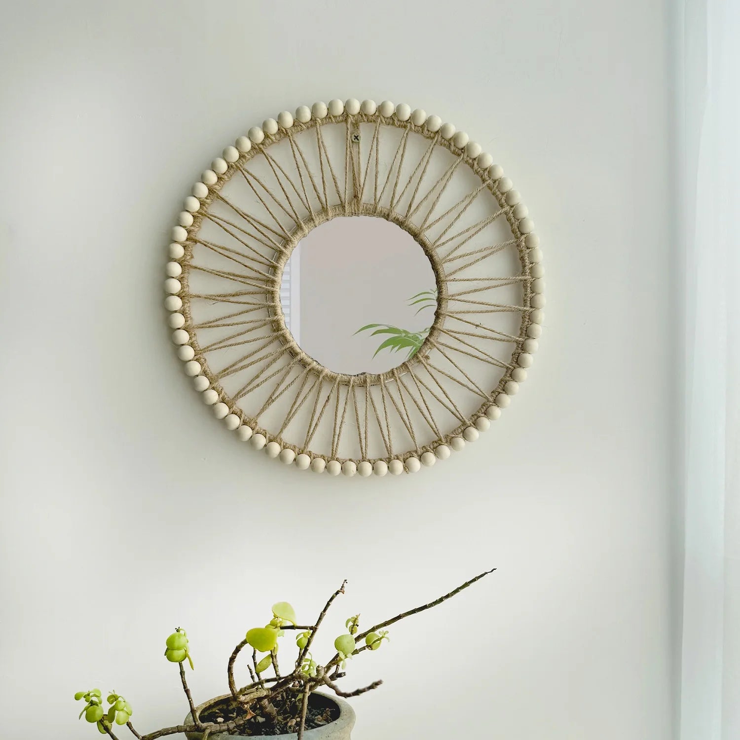 miroir décoratif nordique tissé à la main pour intérieur élégant - vue 5 sur 7