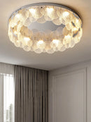 plafonnier led luxe rond en verre argent moderne