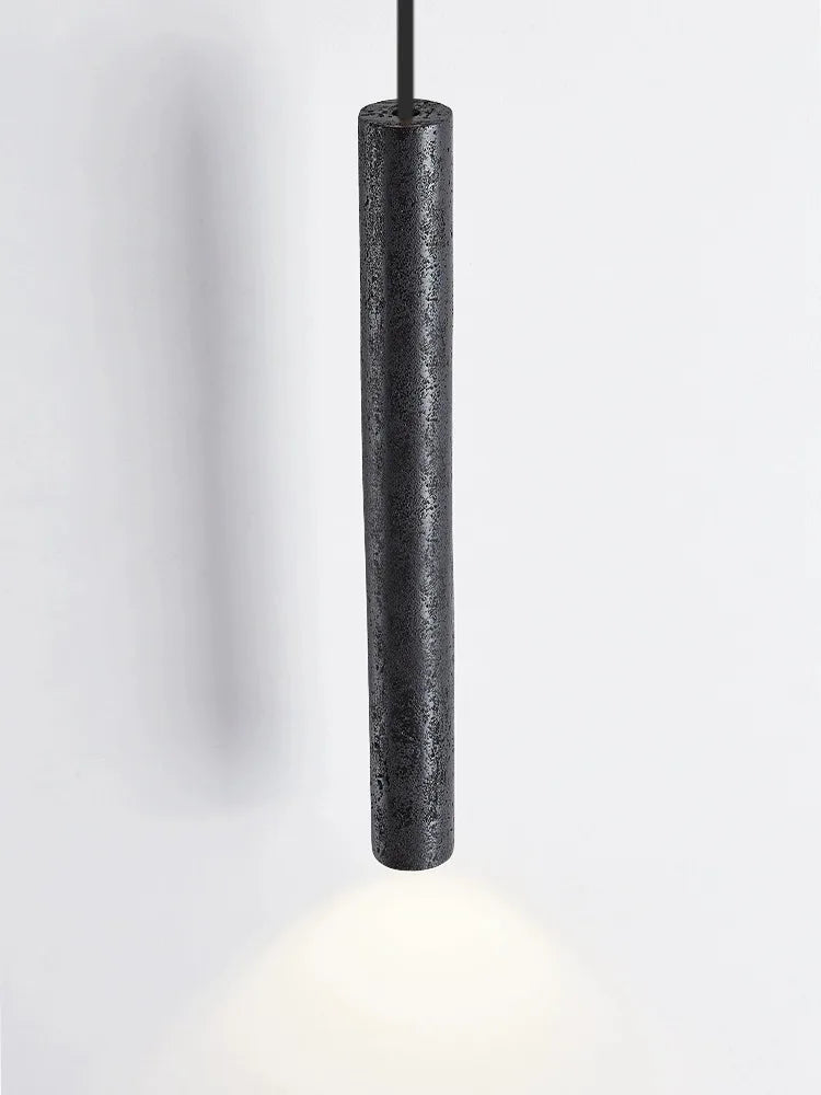 Led lustre chambre chevet suspension lampe Tube longue ligne petite lumière naturelle pierre noire maison chambre décoration luminaire