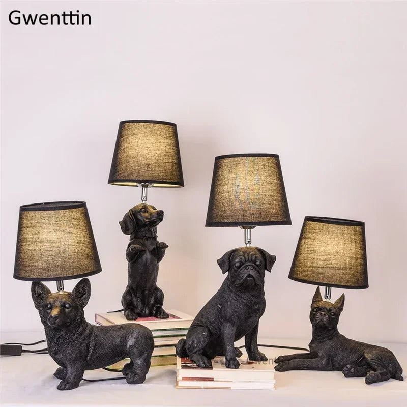 lampe de table moderne pour chiot en résine décorative - vue 4 sur 16